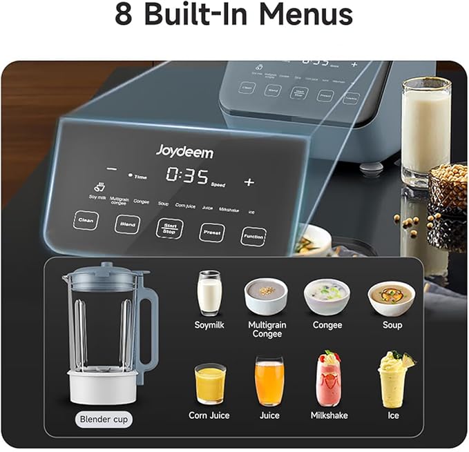 Joydeem Soymilk Maker Machine with Soundproof Shield Hot and Cold Blender for Soymilk Juice Milkshake and Soup Low Noise Cooking Blender 1.75L Capacity JD-J09