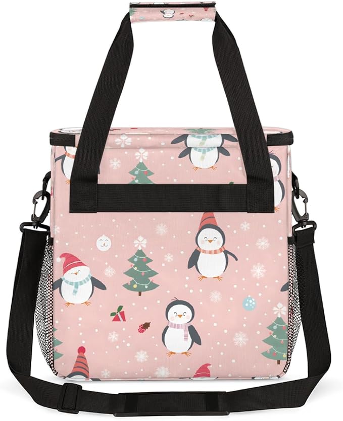 Christmas (584) Coffee Maker Carring Bag Travel Carrying Storage Tote Bag Compatible with Keurig K-Mini or K-Mini Plus Portable Single Serve Coffee Brewer Case with Pockets for K-cup Pods