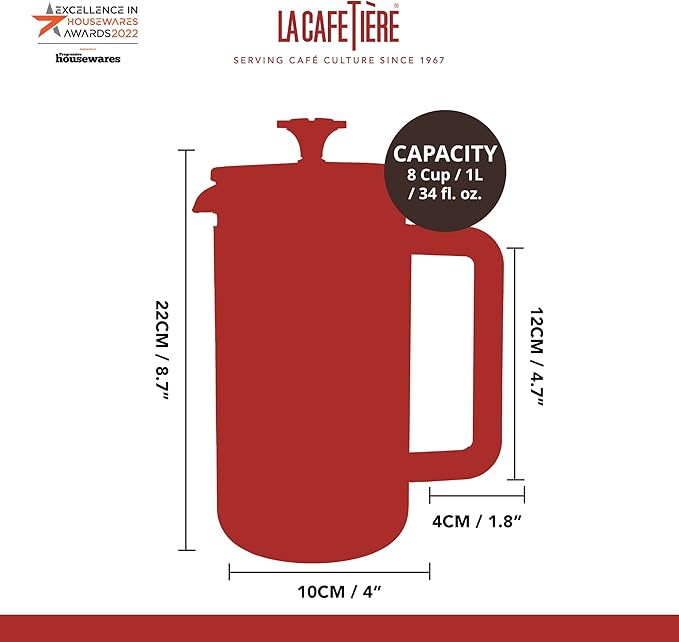 La Cafetière Pisa Stainless Steel Cafetière Eight Cup Copper Gift Boxed