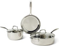 Amazon Basics Stainless Steel Cookware Set 5-Piece All Cooktop Friendly Dishwasher-Safe Induction Compatible