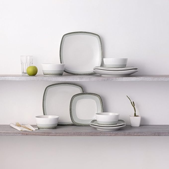 Noritake Colorscapes Layers Sage 12-Piece Square Dinnerware Set Service for 4