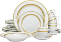 20-pc Luxury Dinnerware Set w/ 24K Gold Ornament HQ Dining Tableware Service for 4 (093)