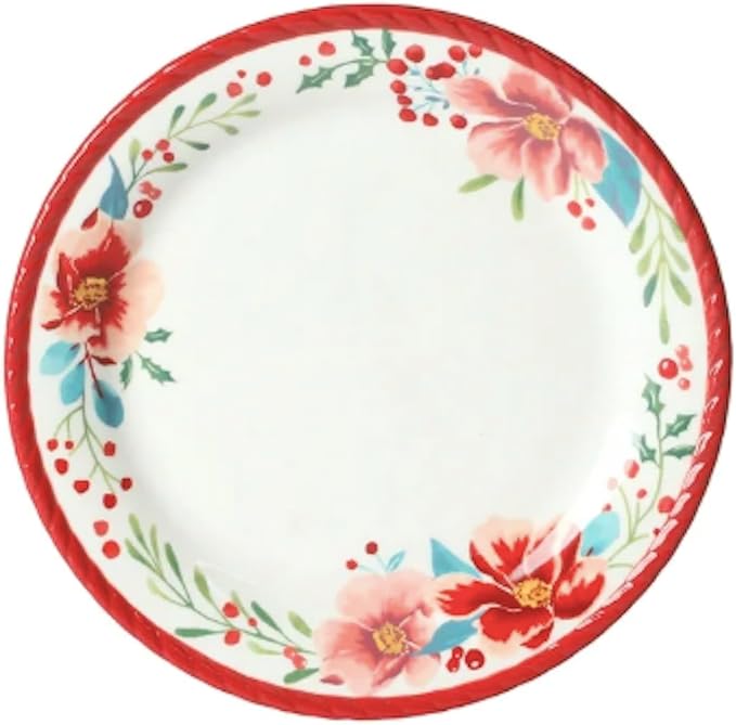 Merry Meadow Red 12-Piece Stoneware Dinnerware Set