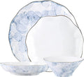 Dinner Set for Luxury Restaurant and Home 24 Pieces Porcelain Dish Set Dinnerware Sets Plates and Bowls Sets for 8 Blue Foam Series 24k Gold-PlatedB