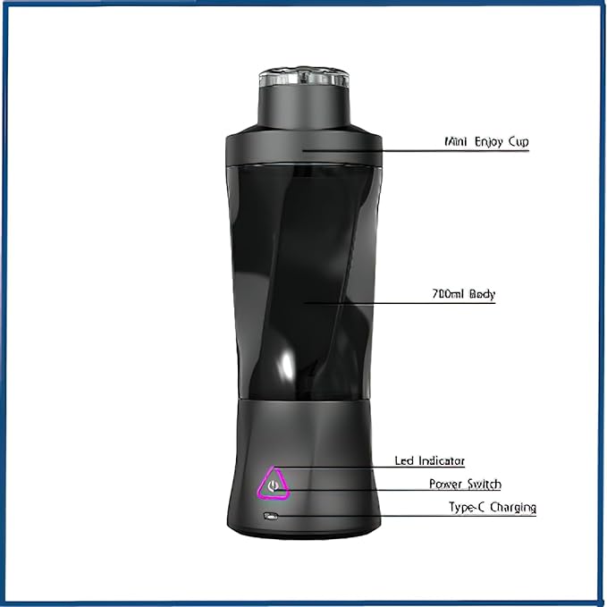 Portable juicer large capacity charging juicer cup wireless juice mixer household small ice blender portable cup multifunctional food processor (Black)