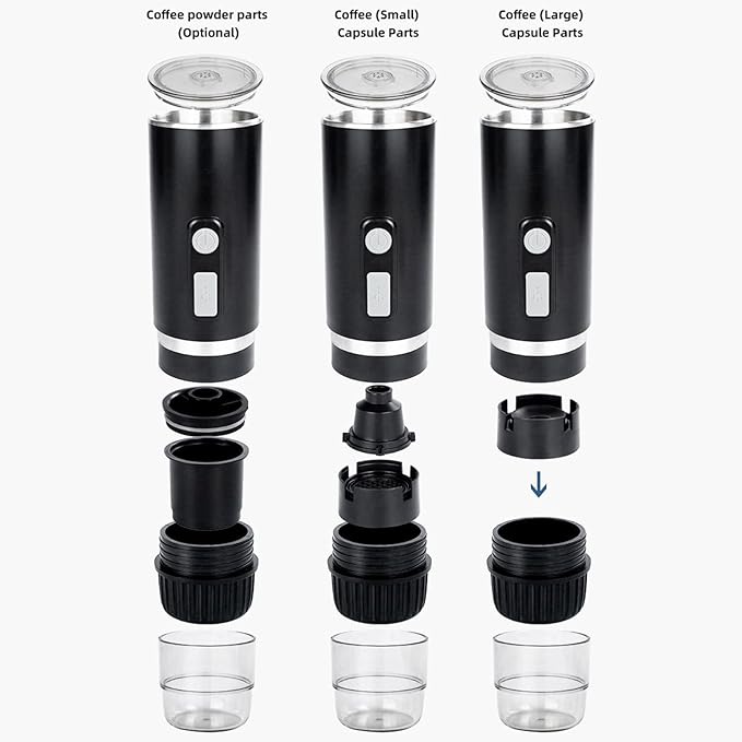 Portable Coffee Maker 800mAh USB Rechargeable Machine Fully Automatic Coffee Machine for Office Travel Camping Hiking Compatible with Capsules Ground Coffee