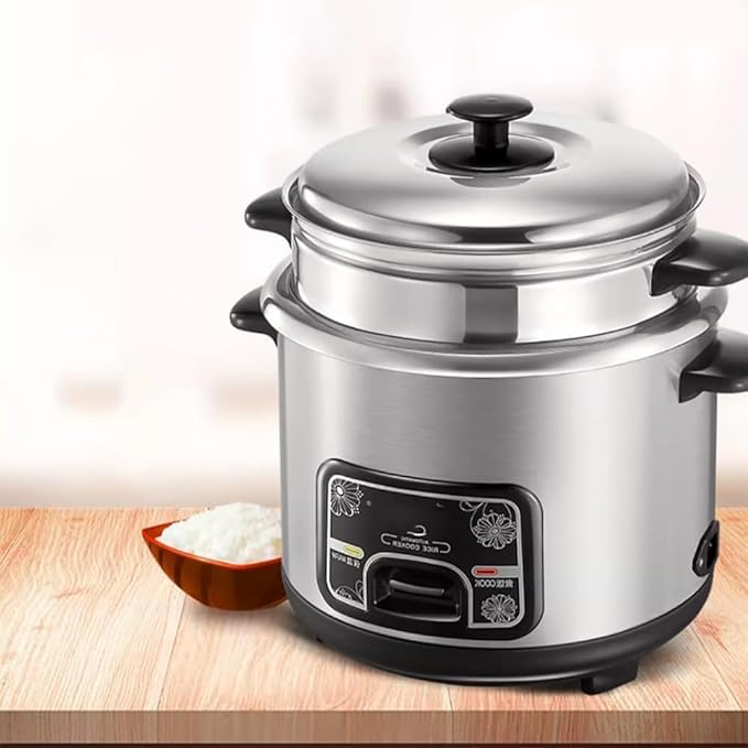 Electric rice cooker multifunctional stainless steel inner pot steamer integrated steaming stewing and stewing machine essential small appliances for dormitory/office/home kitchens (4L)