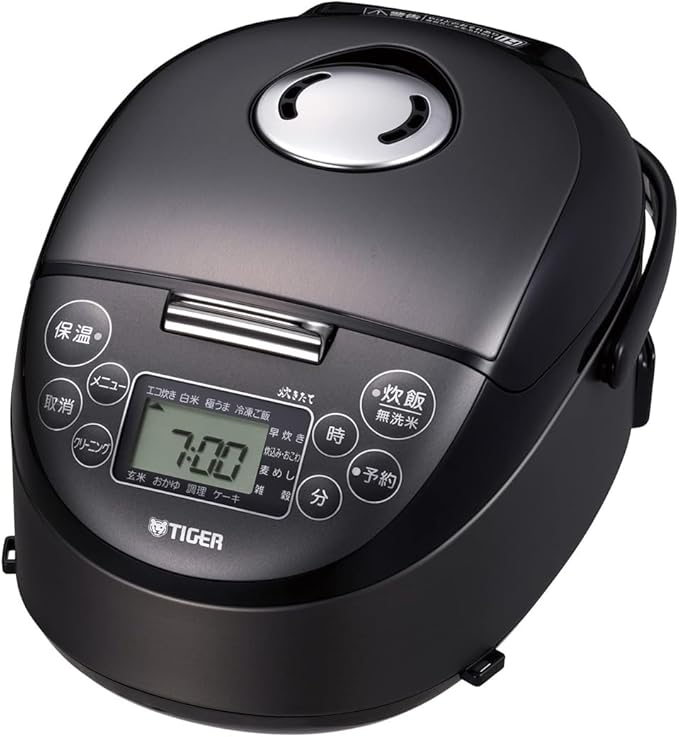 TIGER IH Rice Cooker 3 Cups Freshly Cooked Small Capacity Far-Infrared 5 Layer Earthen Pot Heat Storage Coated Pot Steel Black JPF-G055KL AC 100V JAPAN IMPORT NEW