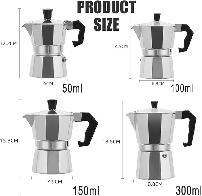 Octagonal Aluminum Metal Mocha – Espresso Single-Valve Extraction Coffee MakerCompatible for Outdoor Household &amp Office Use