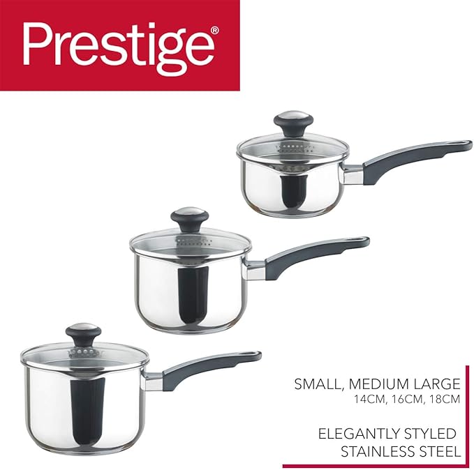 Prestige Everyday Stainless Steel Cookware Set 5-Piece - Black/Silver