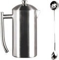 Frieling Double-Walled Stainless-Steel French Press Coffee Maker Polished 23 Ounces Plus 18/10 Stainless Steel Coffee Scoop/Stirrer 2 TBLS