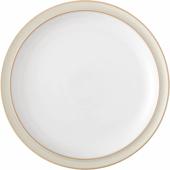 Denby - Linen Cream White Dinner Set for 4-12 Piece Ceramic Stoneware Tableware Plate &amp Bowl Set - Dishwasher Microwave Safe Crockery - Includes 4 x Dinner Plates Small Plates Cereal Bowls