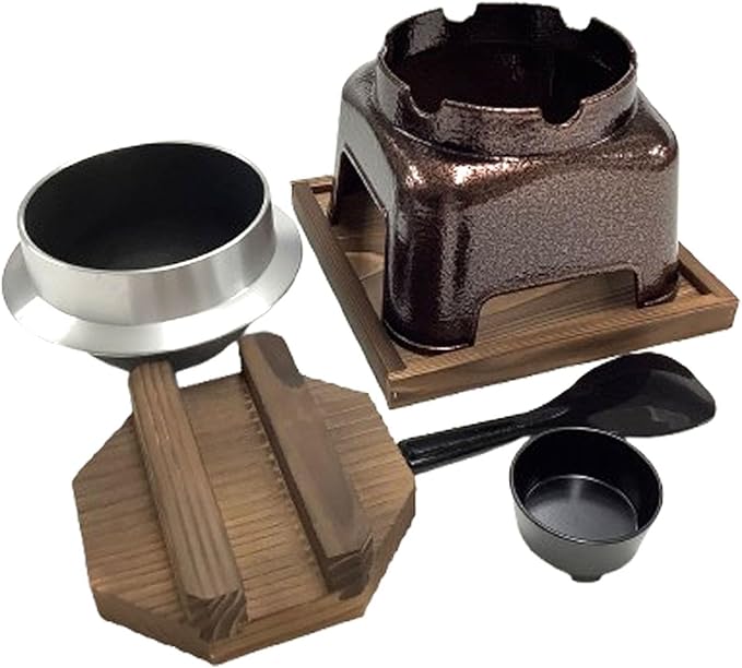 Endoshoji TKG AMZ3001 Tabletop Rice Pot Aluminum Fluorine Processed Pot Set of 1 Oxidized Copper Non-sticking Delicious and Easy to Cook Rice Width 7.7 x 7.7 x 8.5 inches (195 x 195 x 215 mm