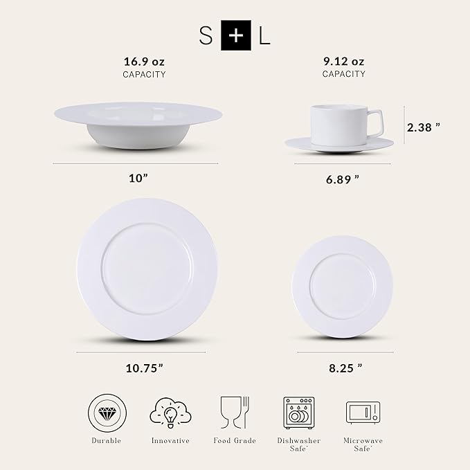 Stone Lain Sylvie 20 Pieces Bone China Dinnerware Set White