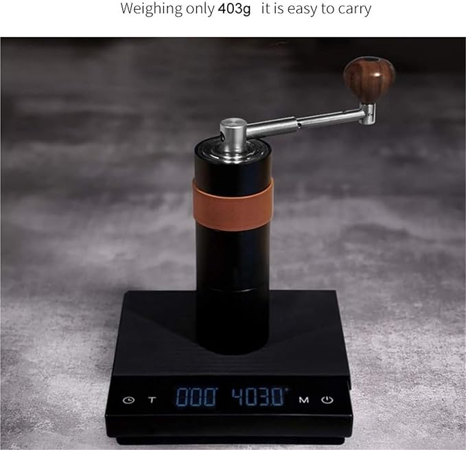 Portable Manual Coffee Maker &amp Hand Grinder - Adjustable Grinding Thickness for Travel Camping &amp Office Use (Black 14.2cm)