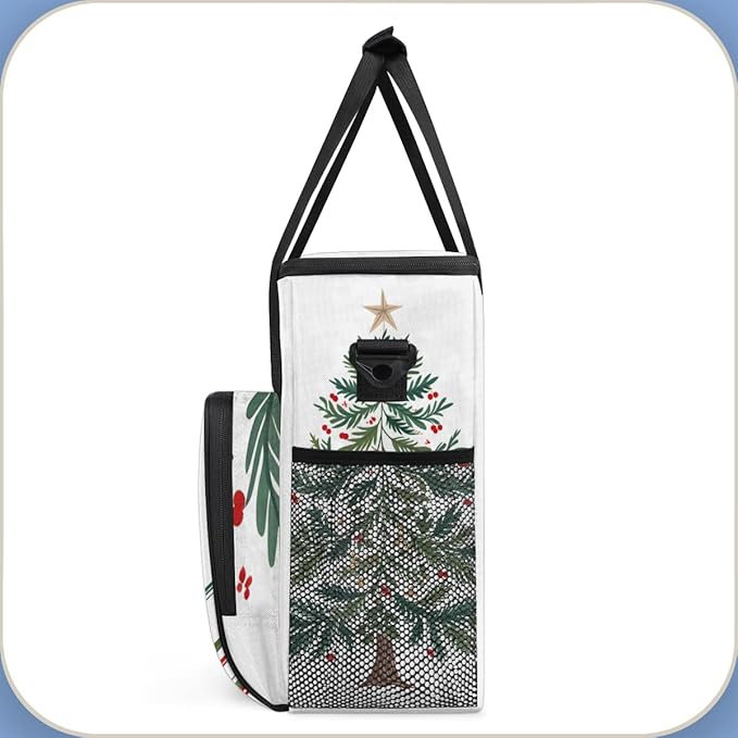 Cute Xmas Tree Coffee Maker Carrying Bag Portable Travel Storage Tote Bag Compatible with K-Mini or K-Mini Plus Single Serve Coffee Brewer Carrying Case with Multiple Pockets &amp Shoulder Strap