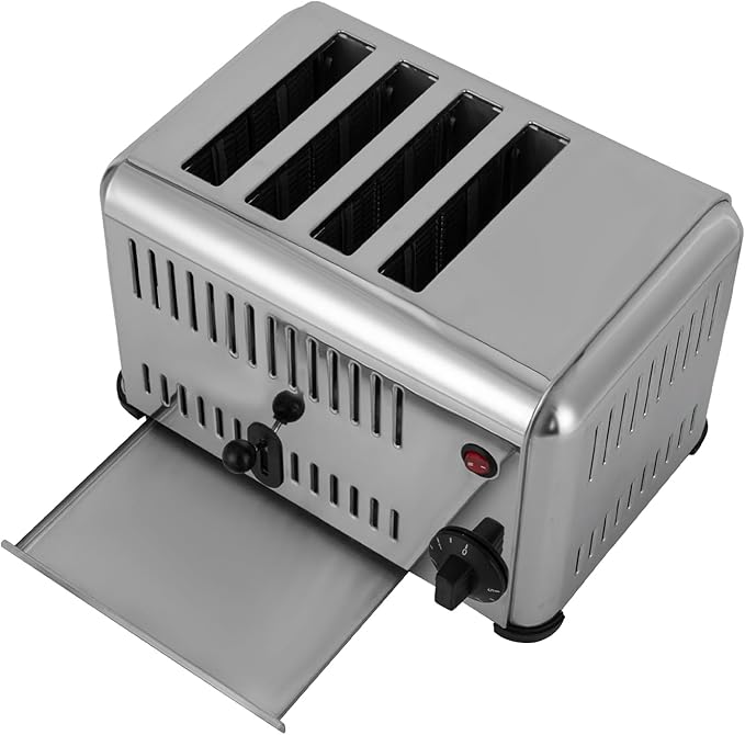 4 Slice Toaster with Wide Slots Commercial Toasters for Restaurant Pop-up Bread Baking Machine 1650W Stainless Steel Toaster Countertop for Toast Sandwiches Meatloaf