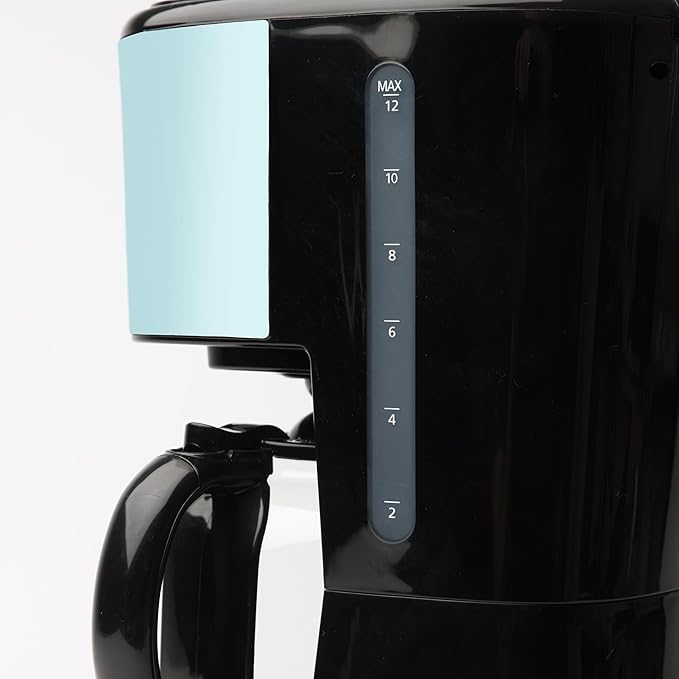 Haden Coffee Machine 12 Cup Programmable Drip Coffee Maker with Auto Shut-Off Function and Reusable Washable Water Filter Turquoise &amp Chrome