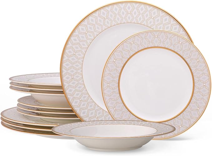 Noritake Noble Pearl 12-Piece Dinnerware Set Service for 4