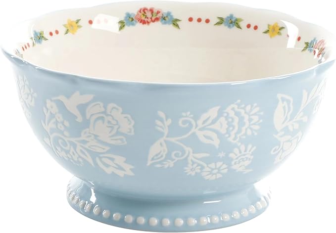 12-Piece Stoneware Dinnerware Set Service for 4 Floral Design with Scalloped Rim Dishwasher &amp Microwave Safe
