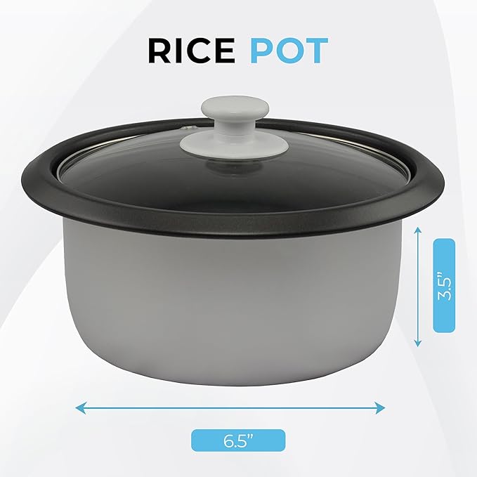 Courant Rice Cooker 8-Cup (Cooked) Removable Non-Stick Bowl One Touch Rice Cooker White