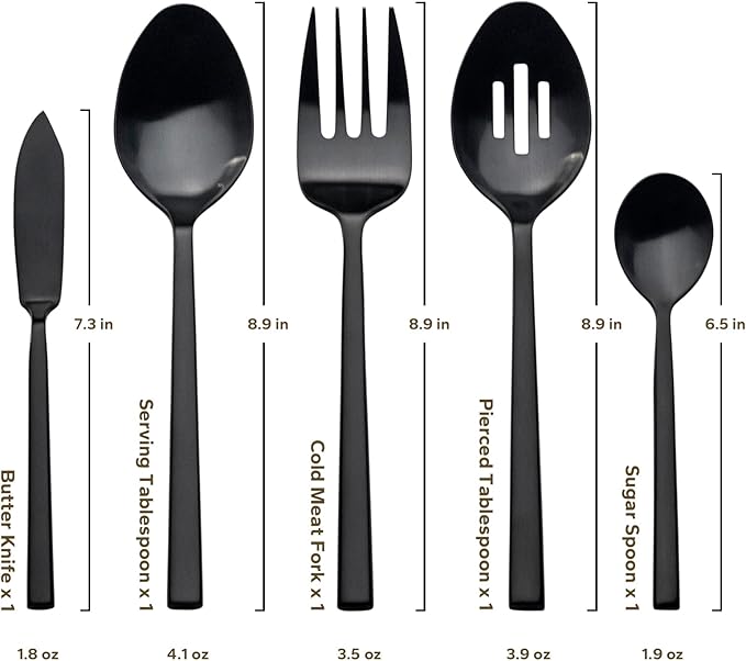 Alata Cube 45-Piece Forged Stainless Steel Flatware Set Cutlery Set with Utensil-Serving Set Silverware Set Service for 8 Matte Satin Polished Dishwasher Safe