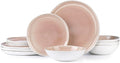 AmorArc Ceramic Dinnerware SetsHandmade Reactive Glaze Stoneware Plates and Bowls SetsHighly Scratch Resistant | Dishwasher &amp Microwave Safe Dishes SetService for 4 (12pc)
