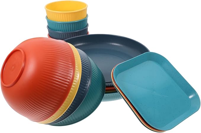 Cabilock Plates and Bowls Correlle Dinnerware Lightweight Rv Dinnerware Set Unbreakable Plates Bowls