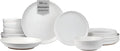 Sango 16-Piece Boho Farmhouse Stoneware Dinnerware Set for 4 Semi-Matte White Plates and Bowls Sets with Rustic Speckled Glaze Ceramic Dish Set Modern Dishes Microwave &amp Dishwasher Safe Kaya