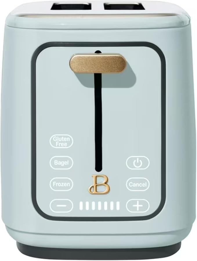 2 Slice Digital Toaster with Touch Control Panel Adjustable Toast Shade Settings Wide Bread Openings Bagel &amp Frozen Modes Removable Crumb Tray (Hydrangea Blue)