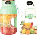 Multifunctional Portable Juicercup with Digital Display Large Capacity Portable Blender USB Rechargeable Double Lids are Replaceable Juice Cup Blender(Green)