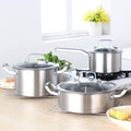 Cookware Cookware Set Kitchen Stainless Steel Soup Pot Saucepan Induction Safe Thickened Frying Pan Saucepan with Glass Lid 3 PCS/Set