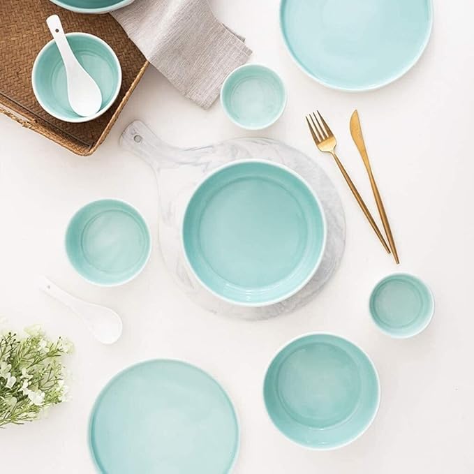 Ceramics Dinner Set Kitchen and Dining Service Fine Porcelain Kitchen Dinnerware Set Dinner Salad Appitizer Dessert Plate Bowls Plates and Bowls Set for Picnic RV Use Creativity Villa Table Decor