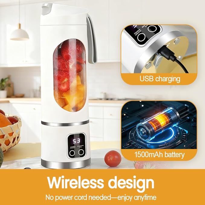 Portable Blender USB Rechargeable Mini Personal Blender with 12 Sharp Blades Ice Crushing &amp Smoothie Maker for Travel Gym Office Outgoing