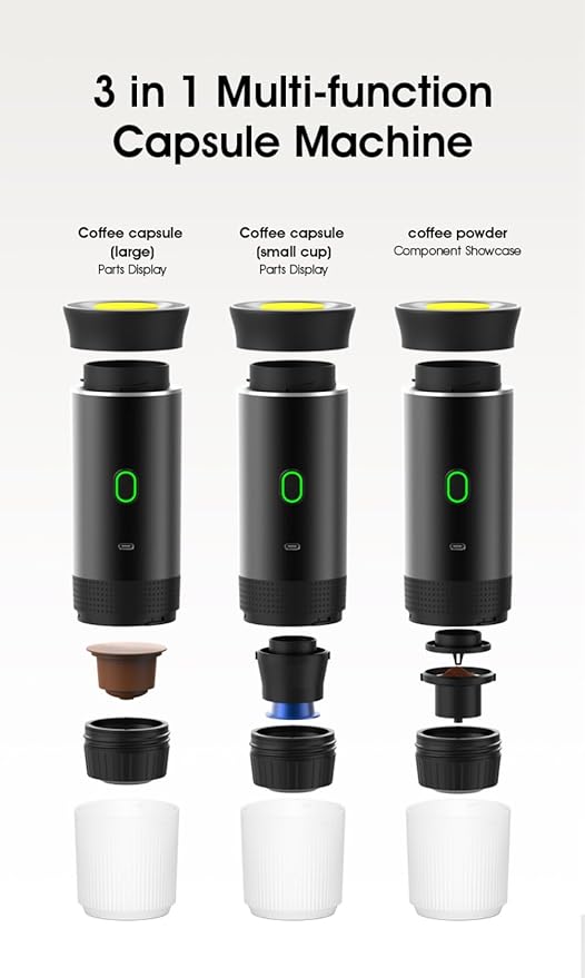 Wireless Portable Electric Coffee Maker with USB-C Self-Heating Rechargeable Espresso Coffee Machine for Travel Camping RVHomeOffice (green)