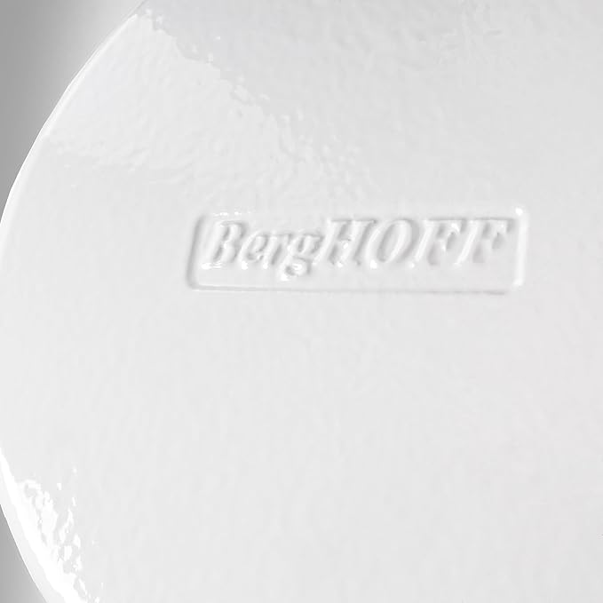 BergHOFF 3Pc Neo Enameled Cast Iron Cookware Set 3qt. Dutch Oven Matching Lid Fry Pan 10 Inches Oven Safe Up To 400°F White