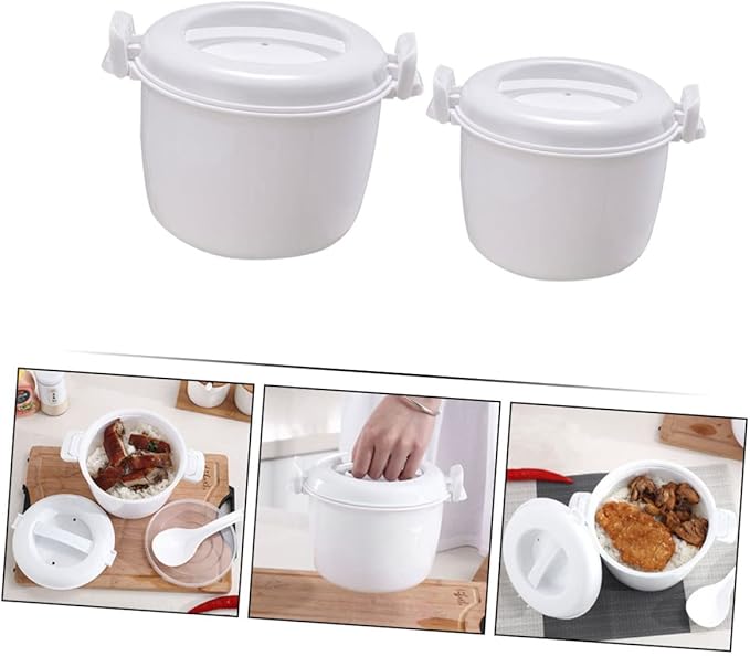 2pcs Microwave Rice Cooker Insulated Rice Container Steamer Easy to Use Large Capacity