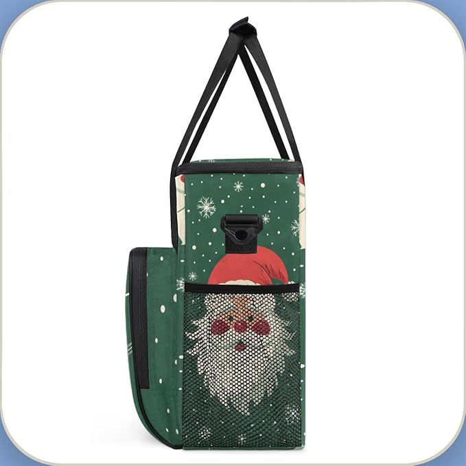 Abstract Santa Claus Coffee Maker Carrying Bag Portable Travel Storage Tote Bag Compatible with K-Mini or K-Mini Plus Single Serve Coffee Brewer Carrying Case with Multiple Pockets &amp Shoulder St