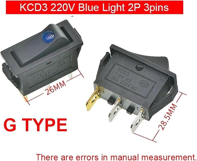 10 Pieces/lot Rocker Switch Rice Cooker Electric Frying pan Small Boat Type Power Button KCD3 Light 2/3 pin(G (10PCS))