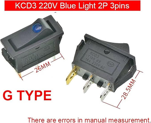 10 Pieces/lot Rocker Switch Rice Cooker Electric Frying pan Small Boat Type Power Button KCD3 Light 2/3 pin(G (10PCS))
