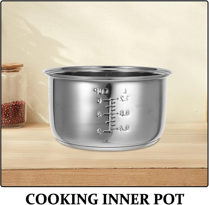 1Pc 3L Rice Cooker Cup Stainless Steel Inner Bowl Non-Stick Inner Pot Upgrade Even Heating for Perfect Rice Pots for Multi-Cookers Easy to Clean and Dishwasher Safe