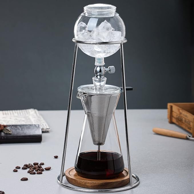 600ml Drip Tower Coffee Maker with Glassware Strainer Adjustable Valve Iced Drip Coffee Maker Sweeter Milder Less Acidic for Home Kitchen Cafe Use