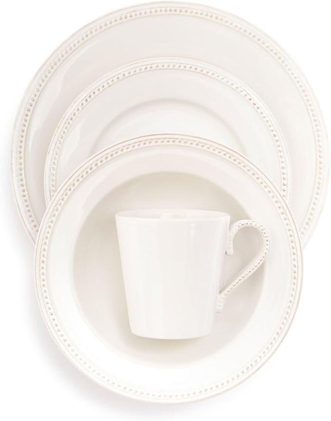 Sur La Table Pearl Stoneware 16-Piece Dinnerware Set White
