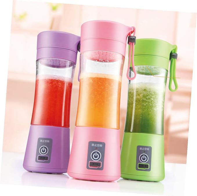 Portable USB Rechargeable Mini Juicer Bottle with Stainless Steel Blades Compact Fruit Mixer for Travel Home Use Easy to Clean Purple