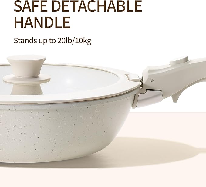 21PCS Pots and Pans Set Ceramic Pots and Pans Set Non Stick Removable Handle Stackable Nonstick Cookware Set Non Stick for Cooking