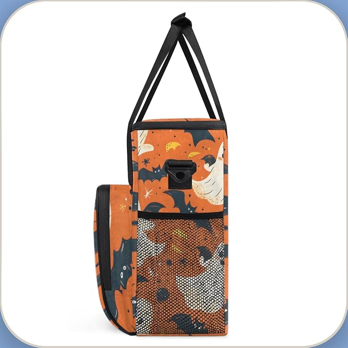 Spooky Ghosts Coffee Maker Carrying Bag Glitter Ghosts Travel Storage Bag Compatible with K-Mini or K-Mini Plus Single Serve Coffee Brewer Carrying Case with Multiple Pockets &amp Shoulder Strap