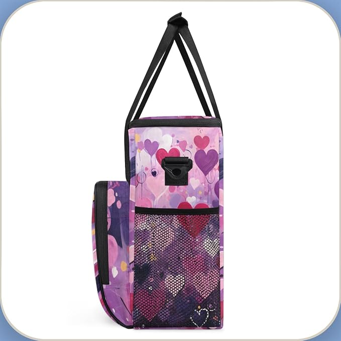 Purple Heart Coffee Maker Carrying Bag Portable Travel Storage Tote Bag Compatible with K-Mini or K-Mini Plus Single Serve Coffee Brewer Carrying Case with Multiple Pockets &amp Shoulder Strap