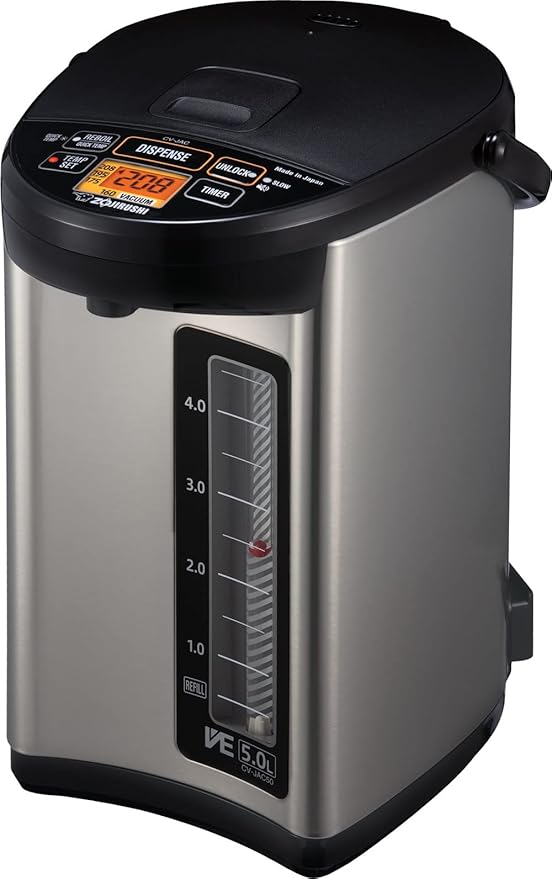 Zojirushi NW-JEC18BA Pressure Induction Heating (IH) Rice Cooker &amp Warmer 10-Cup Made in Japan &amp CV-JAC50XB VE Hybrid Water Boiler &amp Warmer 5.0 Liter Stainless Black Made in Japan