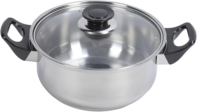 Premium Stainl Steel Cookware Set with NonS Ying Pan Stock Pot Saucepan Saute Pan Tea Kettle Includes Plastic Black Handle Kitchen Pots and Pans Set