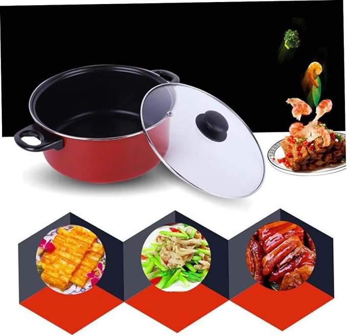 Happyyami 3pcs Non-stick Frying Pan Soup Pot Milk Pan Set Cookware Set for Home Kitchen